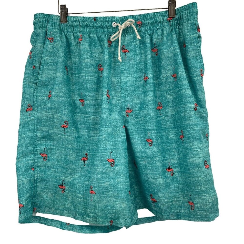 Old Navy Men’s UPF 50 Flamingo Board Shorts Swim Trunks Size Medium - Picture 1 of 6